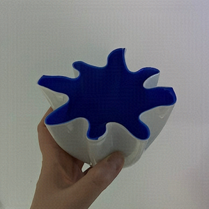 Murano White/Cobalt Blue Spatter/Handkerchief Ruffle Vase (1 Vase)